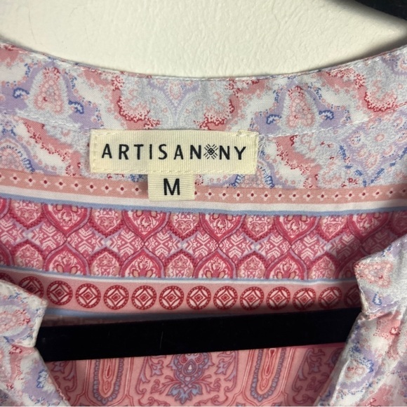 Artisan NY boho button pink tunic blouse medium - Picture 8 of 10